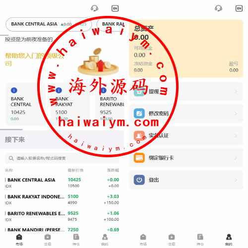 海外股票系统/多语言股票/大宗交易/新股认购/产品理财